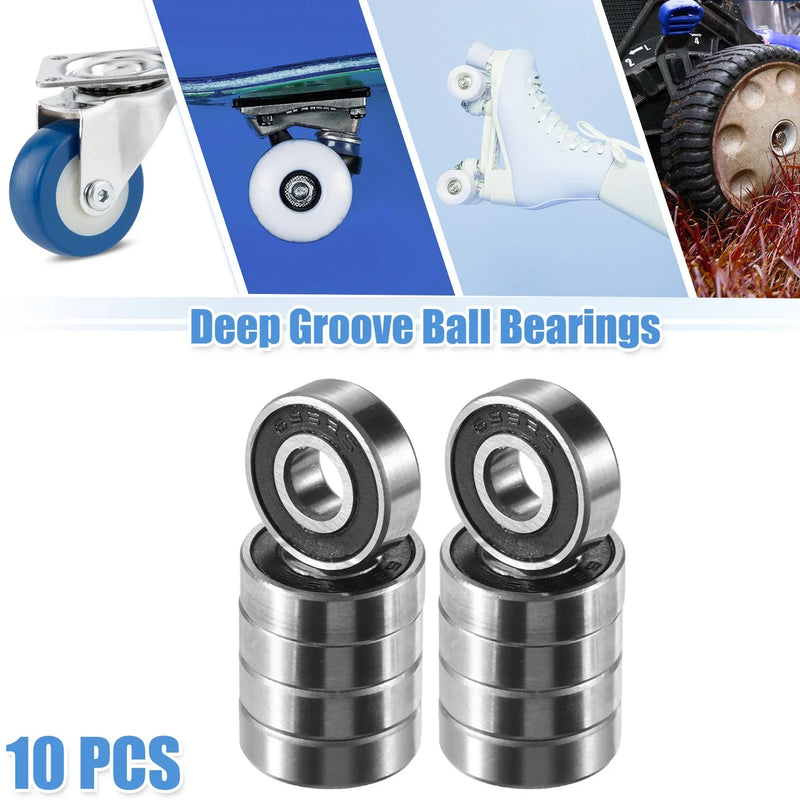 Auto 10 Pcs 5x13x4mm Double Rubber Shield Auto Deep Groove Ball Bearings