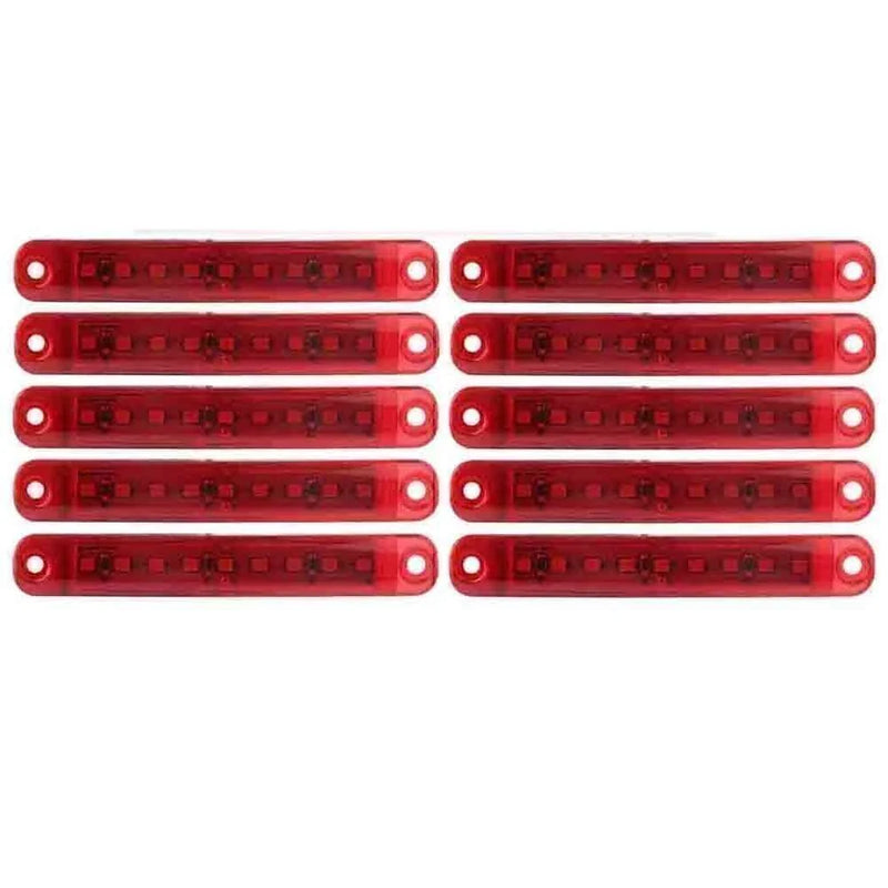 Car Truck Trailer 10 x Red 9 LED Sealed Side Marker Clearance Lights