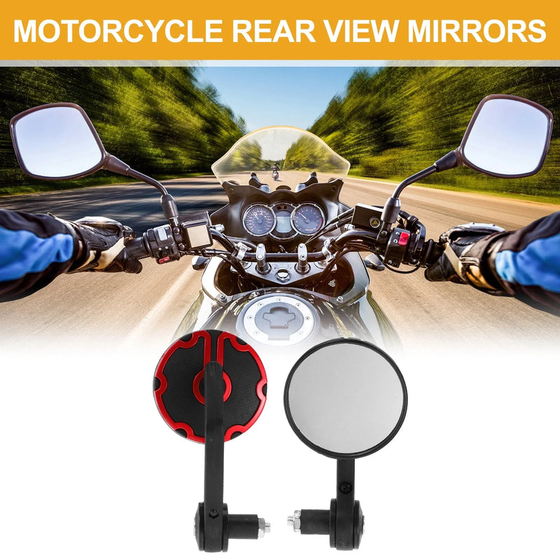 Motorcycle Rear View & Handlebar Mirrors Aluminum Plastic Black Red