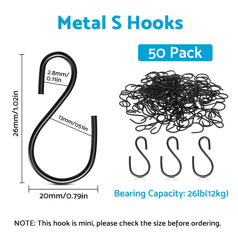 Hanging Plants - Black Small Metal S Shaped Hooks