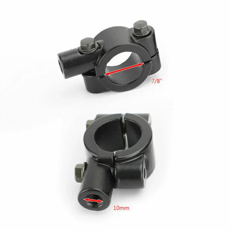 22mm Handlebar M10 Motorcycle 2 x 10mm Left Thread Mirror Clamp