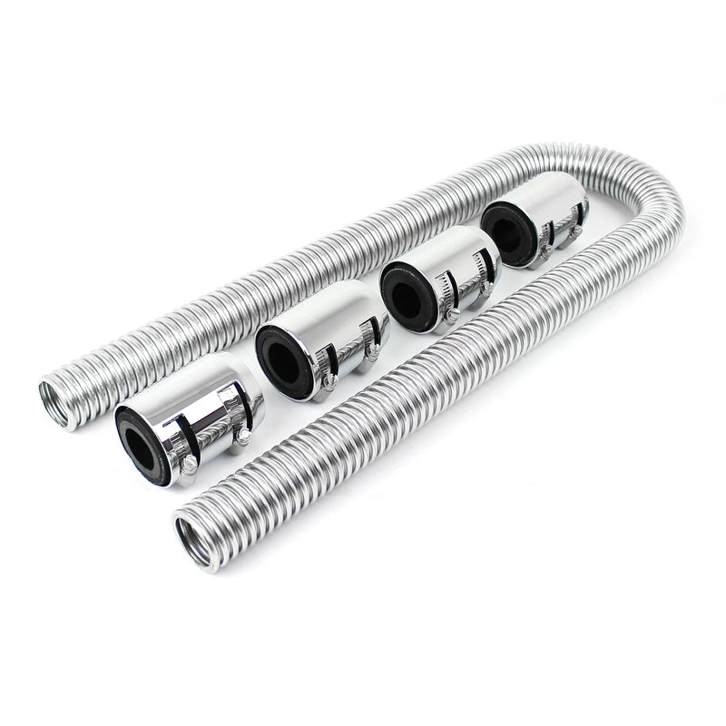 Car 48" Flexible Chrome Stainless Steel Radiator Hose & End Cap