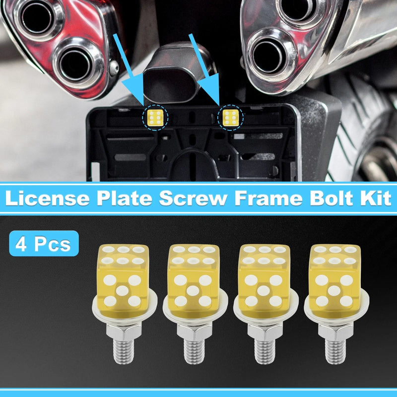 Universal Motorcycle License Plate Screws Cover / M6 3.45 cm Yellow 4 pcs