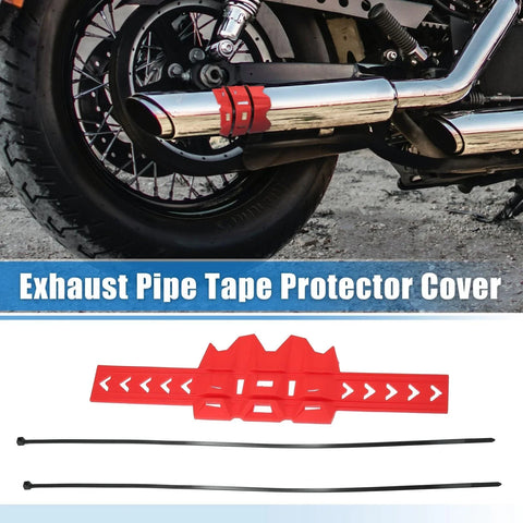 Universal Motorcycle Exhaust Pipe with Cable Tie Red End Heat Shield Guard