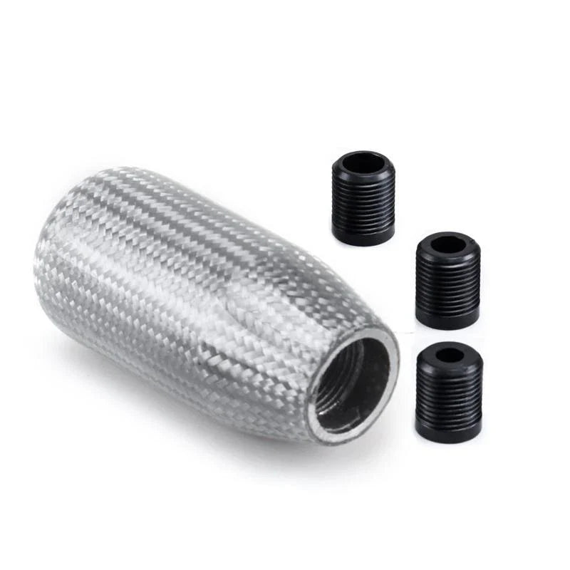 Car 73mm Silver Carbon Fiber Gear Shift Knob (M8, M10, M12)