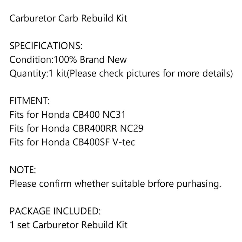Honda CB400 NC31, CBR400RR NC29 Carburetor Repair Kit (1992-1998)