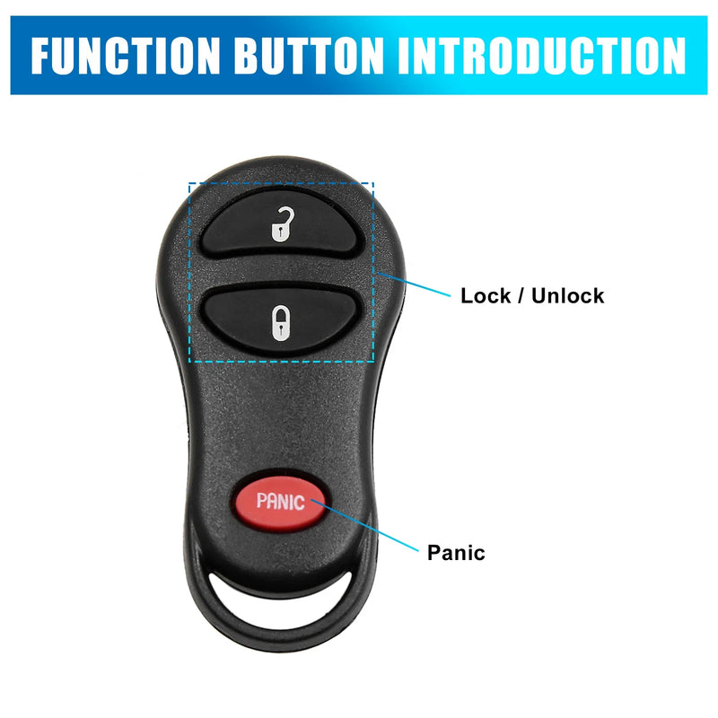 Dodge 2001-2005 3 Button Key Fob Shell Case (2001-2005)