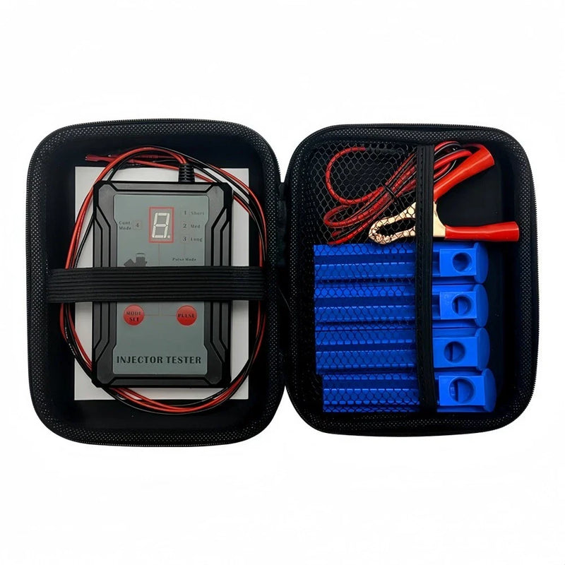 8 Pulse Mode Fuel Injector Tester with 4-Size Adapters Dual Channel Design