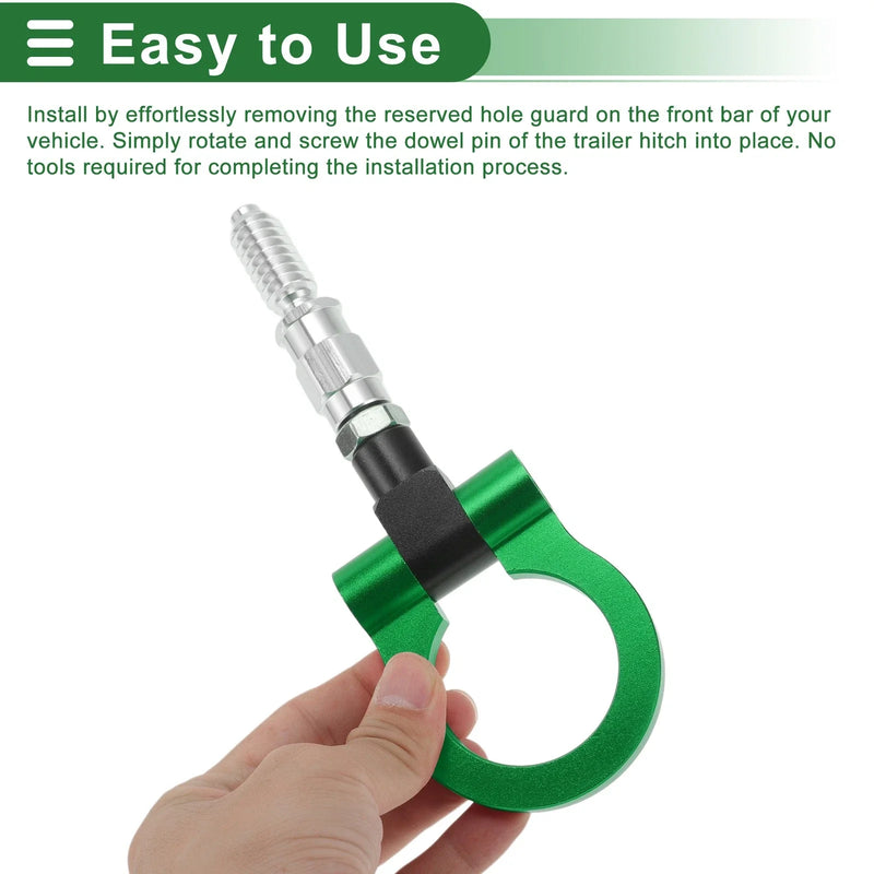 Ford Focus (1998-2025) - Aluminum Alloy Green Front Rear Tow Hook 15.6mm