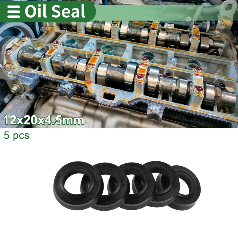 Car Oil Seal / 12x20x4.5mm / Rotary Shaft Seal NBR Rubber Black 5 Pcs