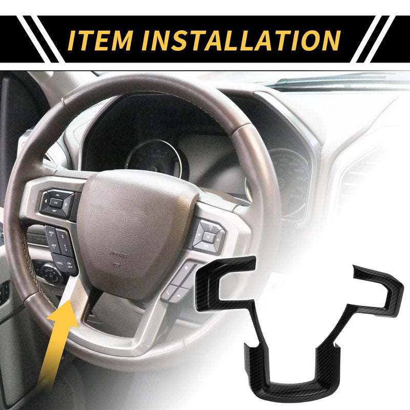 Ford F-150 (2015-2020) Carbon Fiber Black Steering Wheel Cover Trim