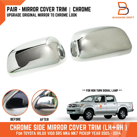 Toyota Hilux Ute Vigo SR5 Chrome Side Mirror Cover Trim (2005-2014)