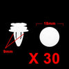BMW 30 Pcs 9mm White Plastic Rivets Clips (Various Years)