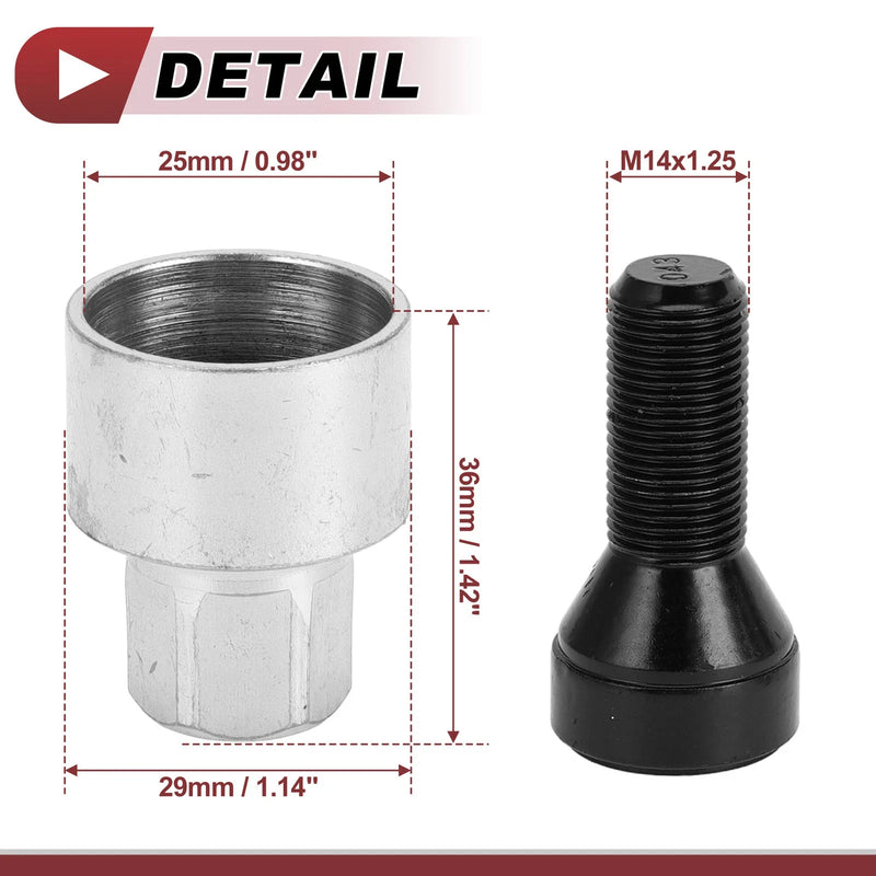 BMW Set Wheel Lock Lug Nut Anti-theft Key Socket M14x1.25