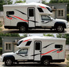 Caravan Trailer Camper Black Red Stripes Vinyl Decals Stickers Pair