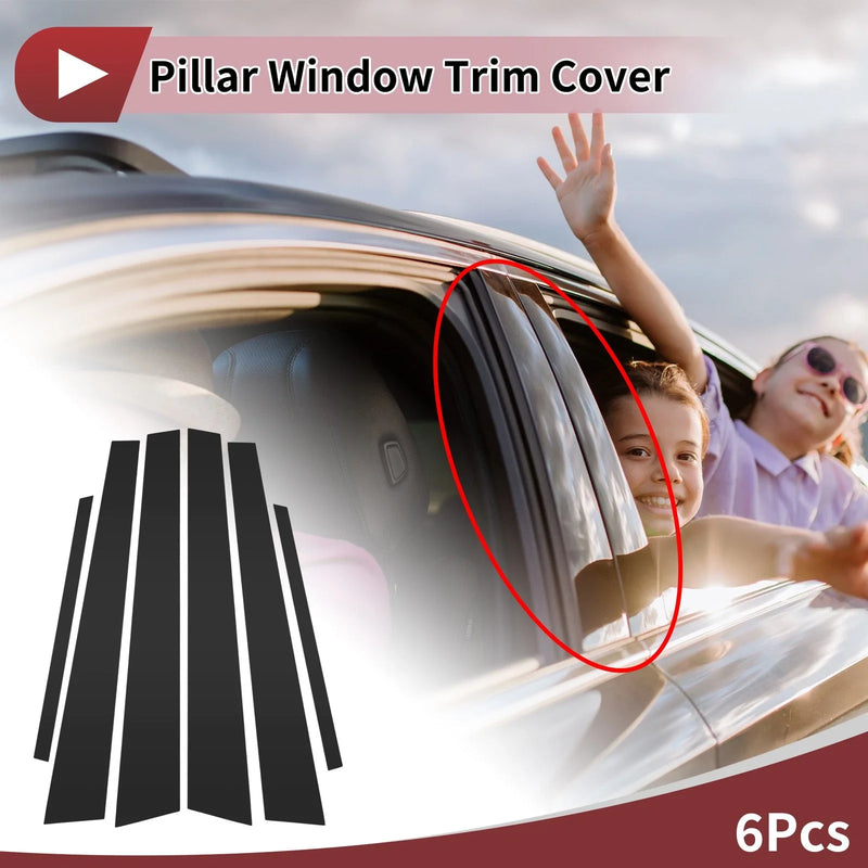 Honda Civic (2001-2005) Black 6 Pcs Car Door Pillar Window Trim