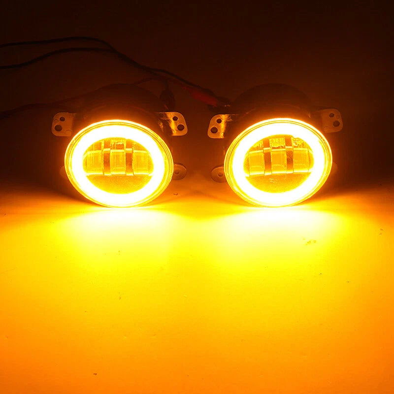 Jeep Wrangler JK TJ LJ 4" Round LED Fog Light Halo Driving Lamp Assembly