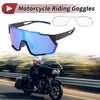 Motorcycle Goggles Blue Lens Black Frame PC Eyeglasses