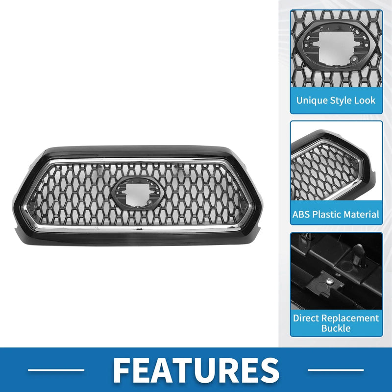 Toyota Tacoma (2019-2020) Chrome Silver Tone Front Hood Bumper Grille