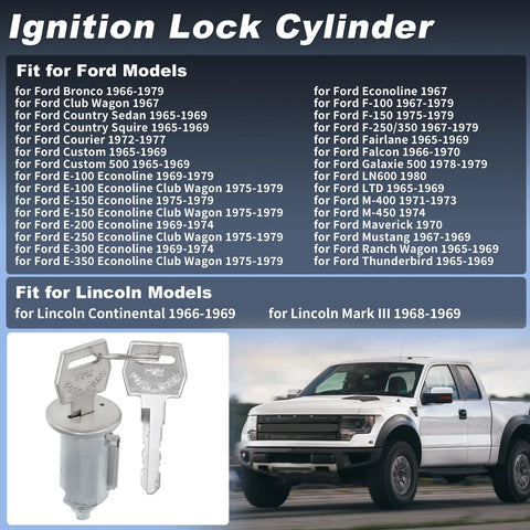 Ford Bronco Ignition Lock Cylinder  Keys (1966-1979)