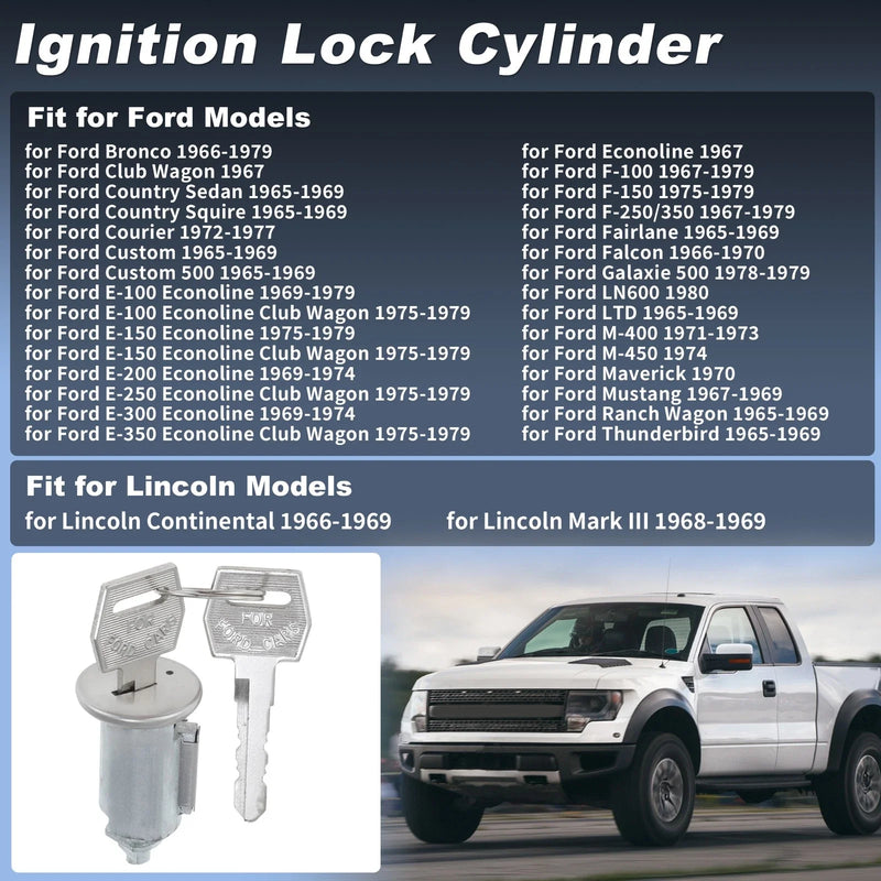 Ford Bronco Ignition Lock Cylinder  Keys (1966-1979)