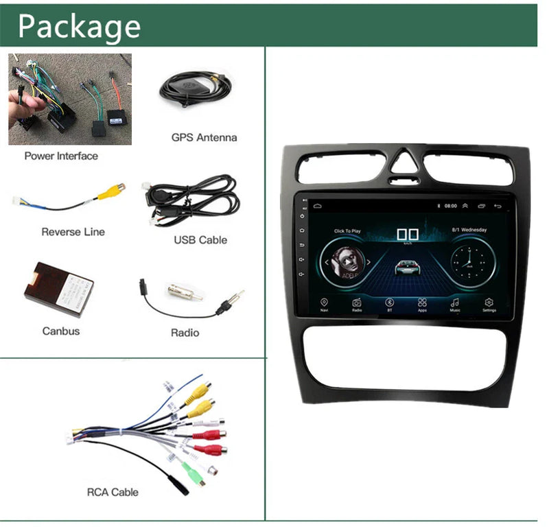 Benz W203 W209 W463 9" Android 10.1 Quad-Core Car Stereo GPS (2000-2010)