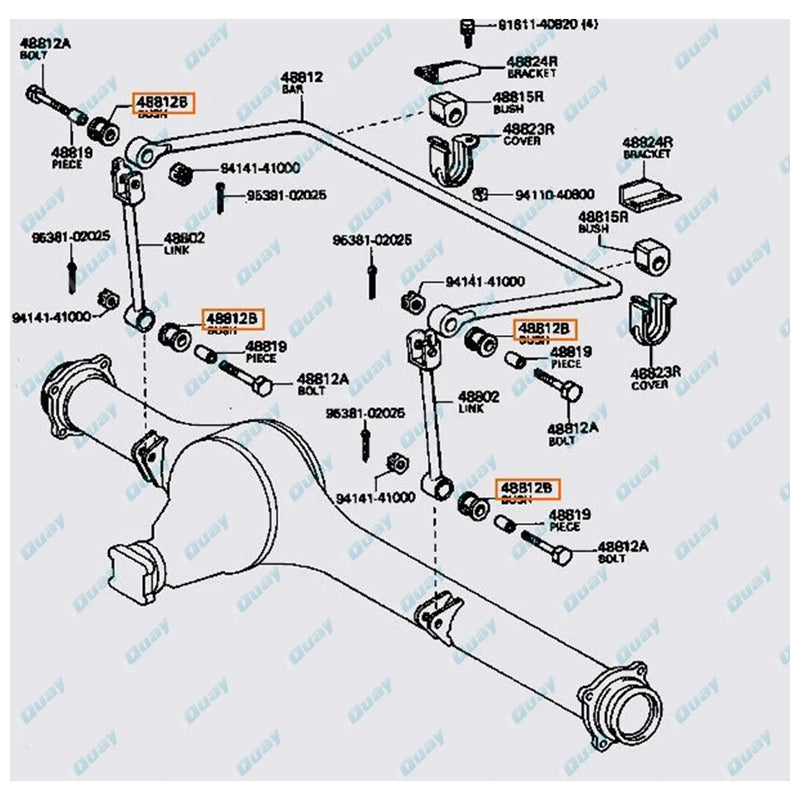 Landcruiser UZJ100 HDJ100 Rear Stabiliser Sway Bar Link Rubber Bush Kit (1998-2007)