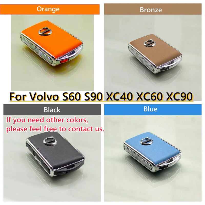 Volvo S60 XC60 XC90 Black Leather Key Remote Case Fob Shell Cover / 1 pc