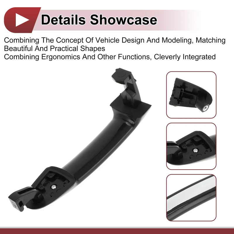Hyundai Front Right Black Silver Tone Car Door Handle Grip (2015-2020)