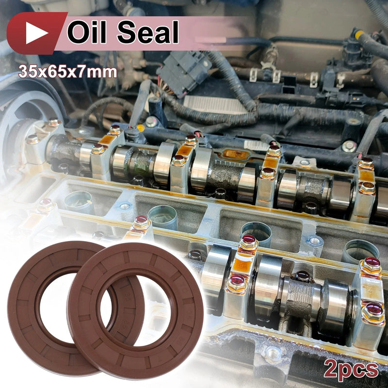 Oil Seal 35x65x7mm Rotary Shaft Seal FKM Rubber Brown 2 x