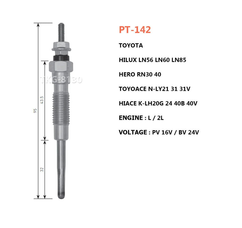 Toyota Hiace, Hilux, Toyoace, Surf 4 x Glow Plugs (1985-2023)