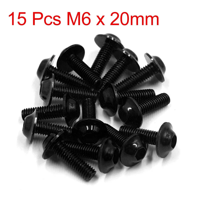 Motorcycle 15pcs M6 x 20mm Hexagon License Plates Fairing Bolts Screws