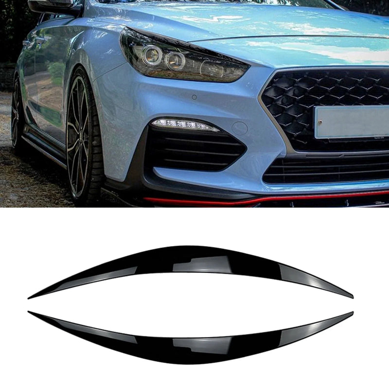 Hyundai i30 i30N MK3 (2017-2019) Gloss Black Headlight Eyelid Eyebrow 2 x