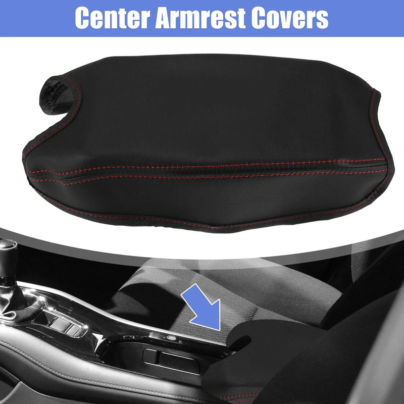 Honda HR-V (2016-2021) Black / Red Microfiber Leather Auto Armrest Cover Pad