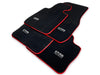 BMW 5 Series E39 Premium Black Red Round Floor Mats (1996-2003)