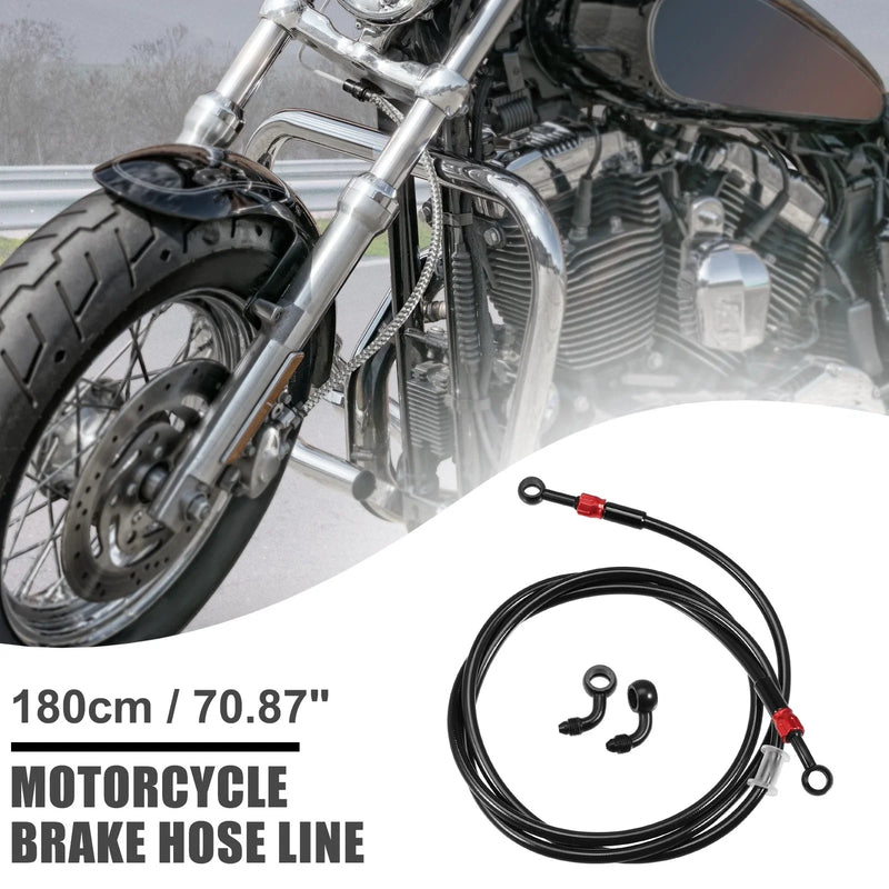 Motorcycle 90 Degree Brake Hose Braided Line Clutch Tube 180cm Black