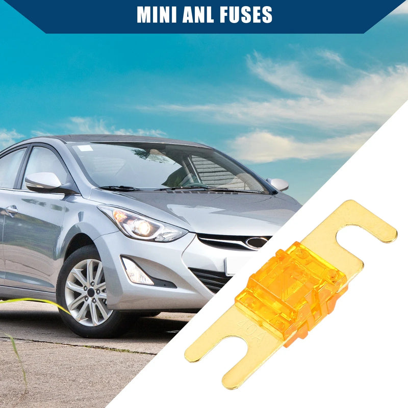 Car Motorcycle - Gold Tone Orange 10 x Mini ANL 40A Fuses