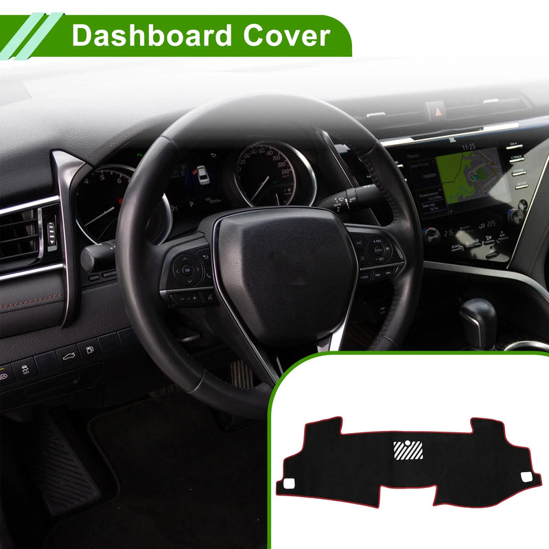 Toyota Camry 2017-2024 Sun Protector Black Red Dashboard Cover Mat