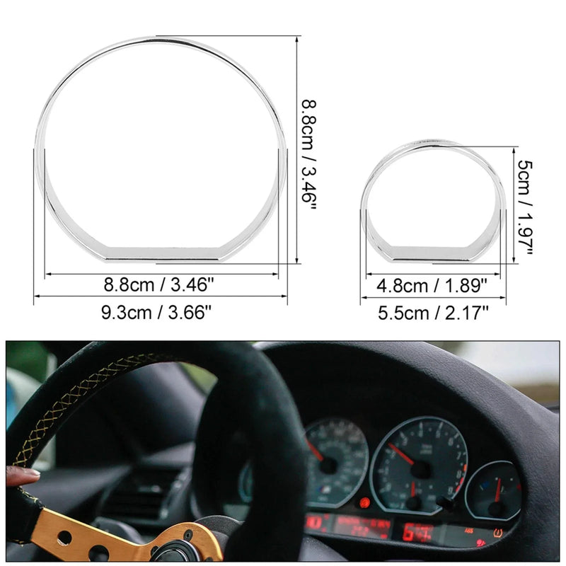 BMW E46 M3 Chrome Speedometer Gauge Dial Rings Trim Decoration Frame Kit