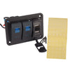 Car Boat RV Truck Blue LED Gang Toggle Rocker Switch Panel with Dual USB