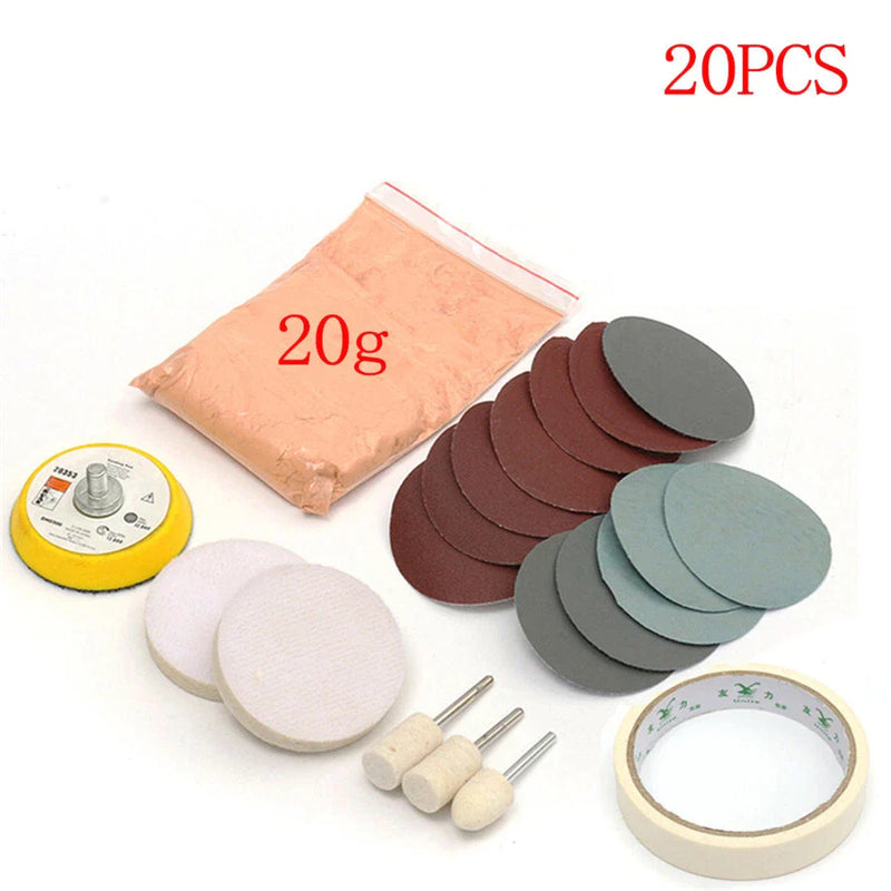 Auto Windshield Polishing Pads & Powder 20 x Glass Repair Tool Kit