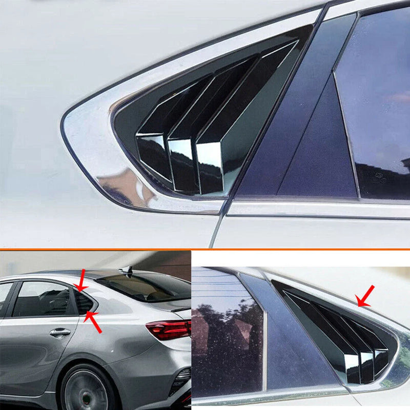 Kia Forte Gloss Black Side Window Louver Shutter Covers (2019-2022)