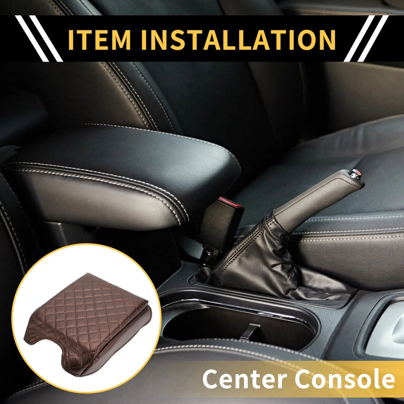 Ford F-150 Microfiber Leather Carbon Fiber Brown Armrest Cover (2004-2023)