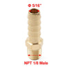 Various Models Brass Hose Barb Fitting 5/16" x NPT 1/8 Male Connector