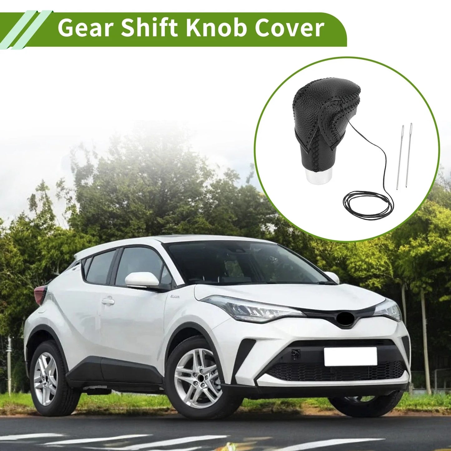 Gear Shift Knob Cover for Toyota CH-R 2018-2022 Pebbled Black Faux Leather
