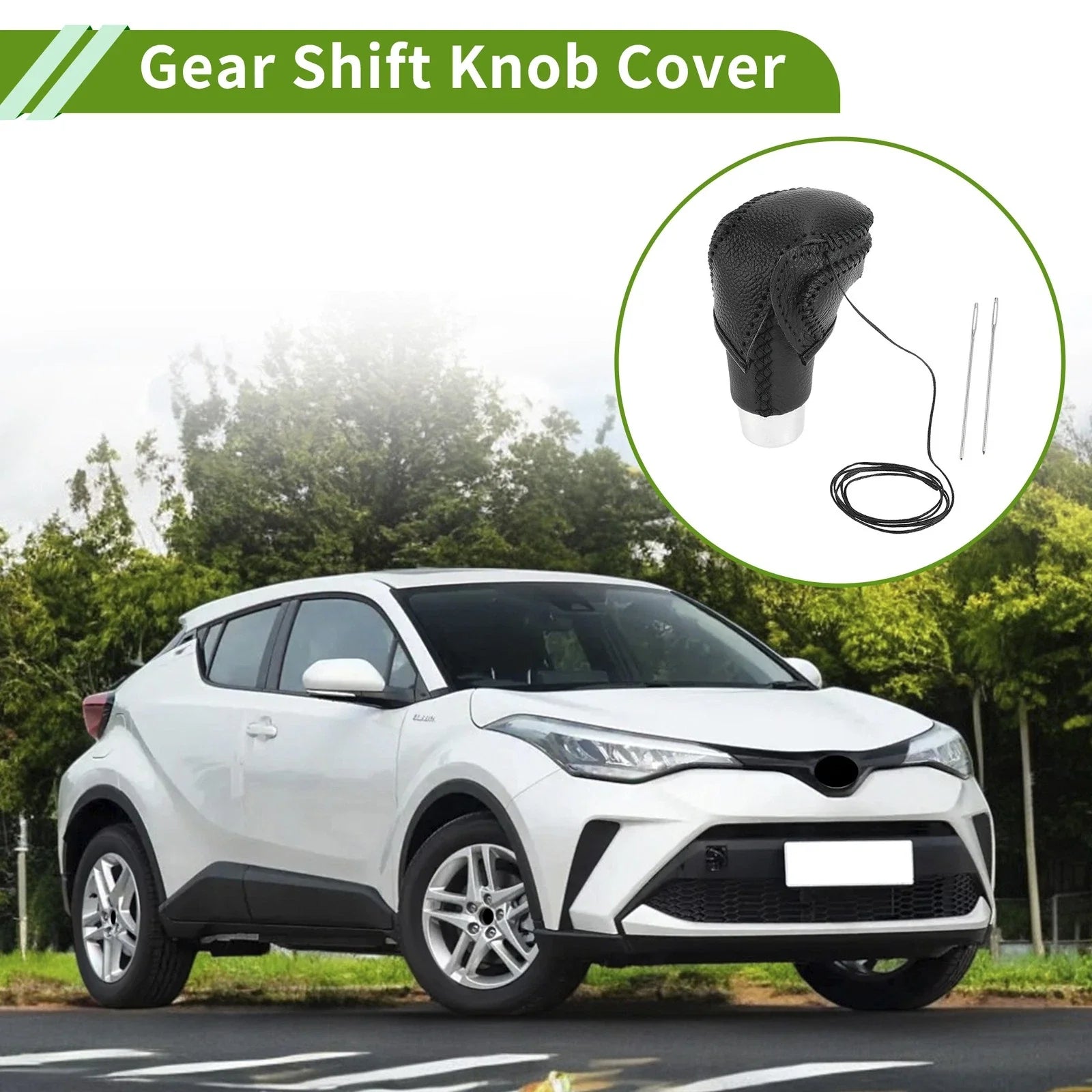 Gear Shift Knob Cover for Toyota CH-R 2018-2022 Pebbled Black Faux Leather
