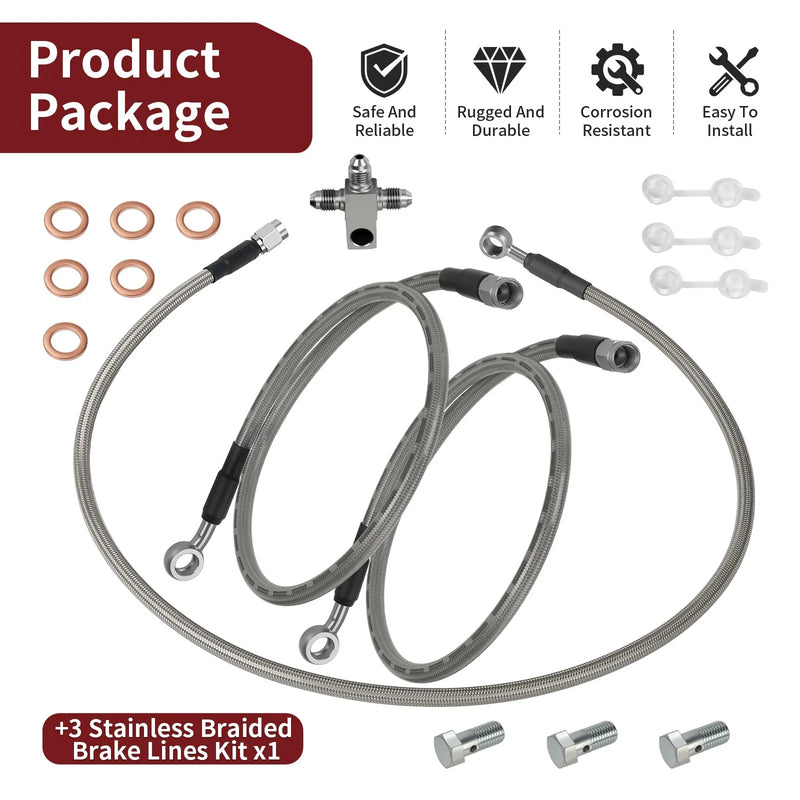 Arctic Cat DVX 400 3x Stainless Braided Brake Lines (2004–2004)