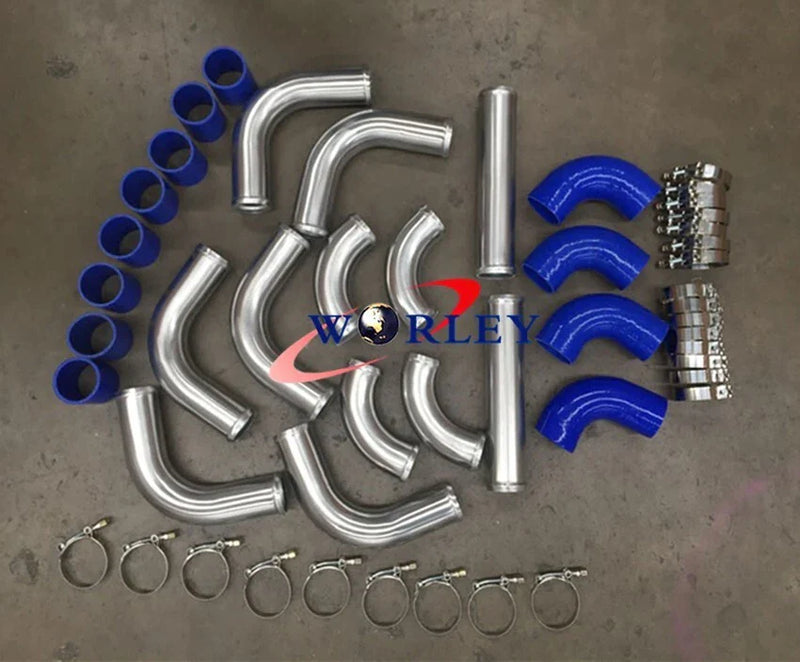 Car 2" Aluminum Universal Intercooler Turbo Piping Hose T-Clamp Kit