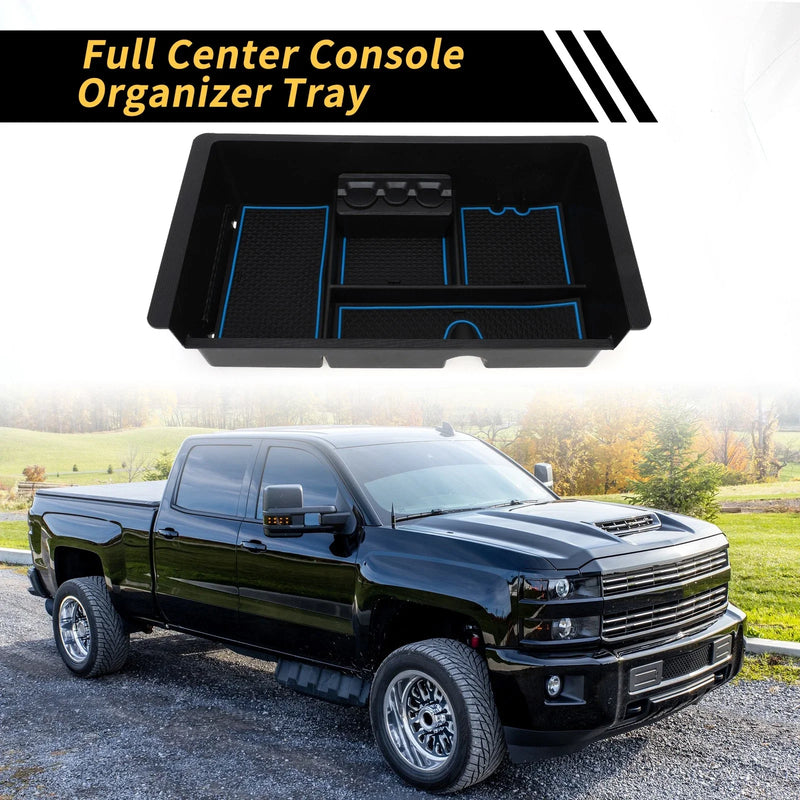 Chevy Silverado 1500 for GMC Black Blue Center Console Organizer Tray