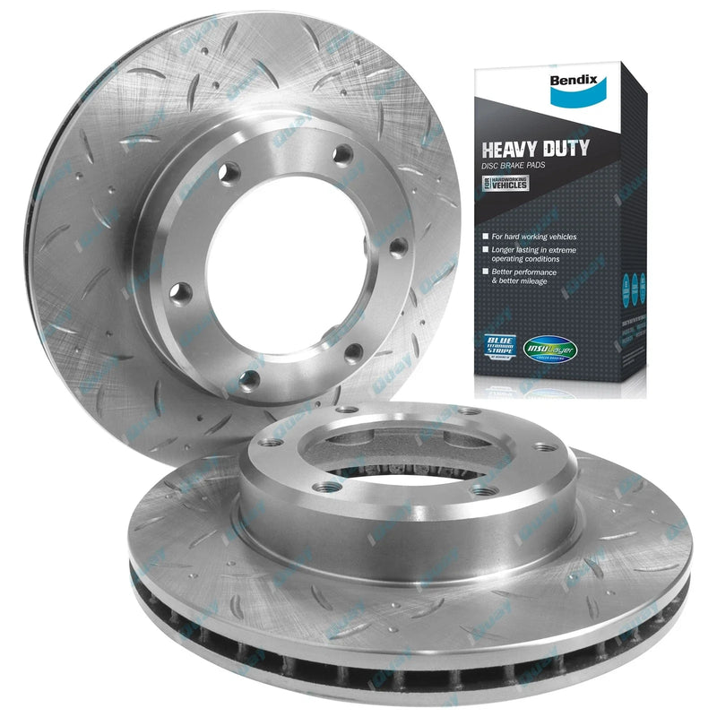 80 Series Landcruiser 1990~92 Front Slotted+Drilled Rotors & HD Pads